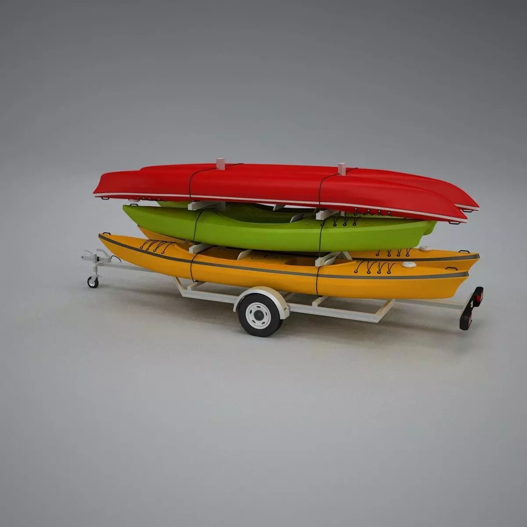 Kayak Trailer 3D Model – High Poly Detailed Transport Asset, FBX - View 25