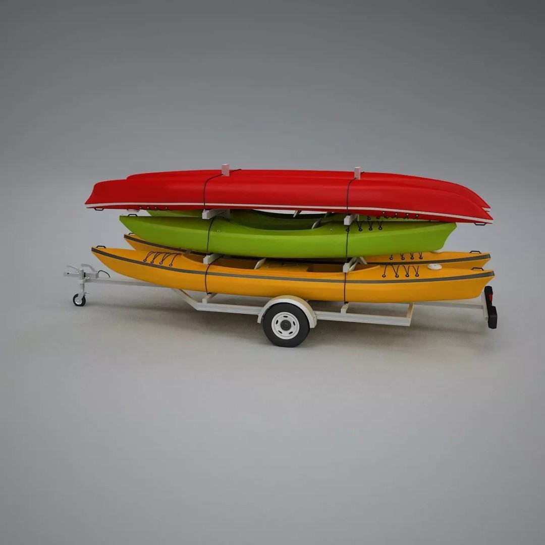Kayak Trailer 3D Model – High Poly Detailed Transport Asset, FBX - View 26