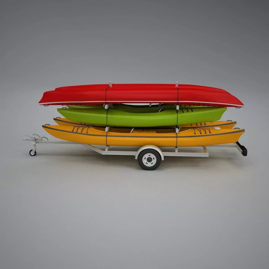 Kayak Trailer 3D Model – High Poly Detailed Transport Asset, FBX - View 27