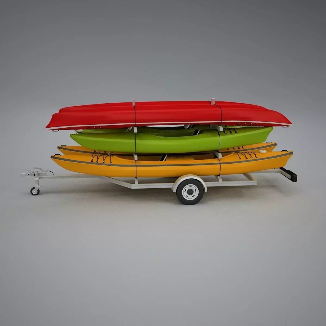 Kayak Trailer 3D Model – High Poly Detailed Transport Asset, FBX - View 28