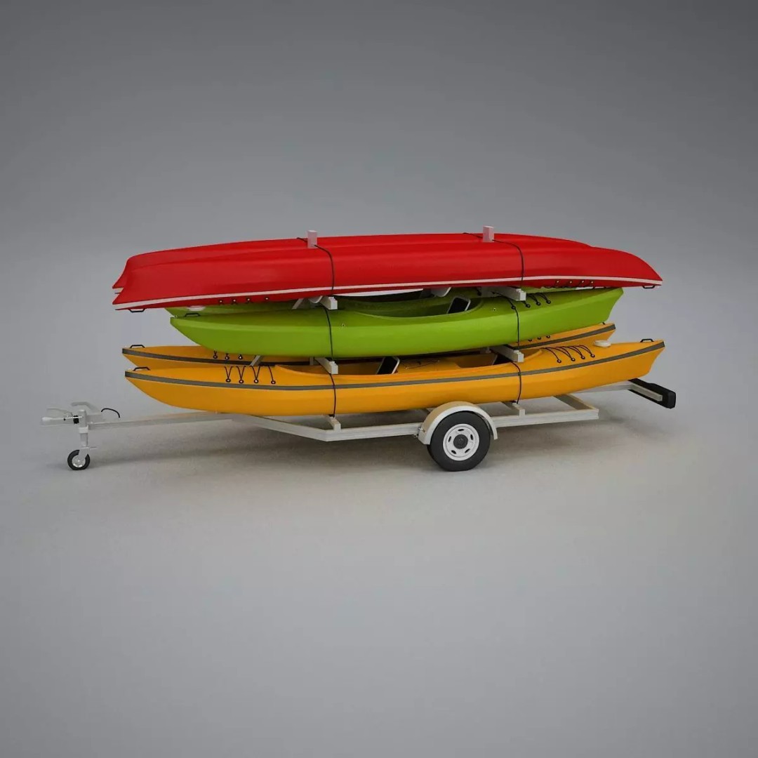 Kayak Trailer 3D Model – High Poly Detailed Transport Asset, FBX - View 29