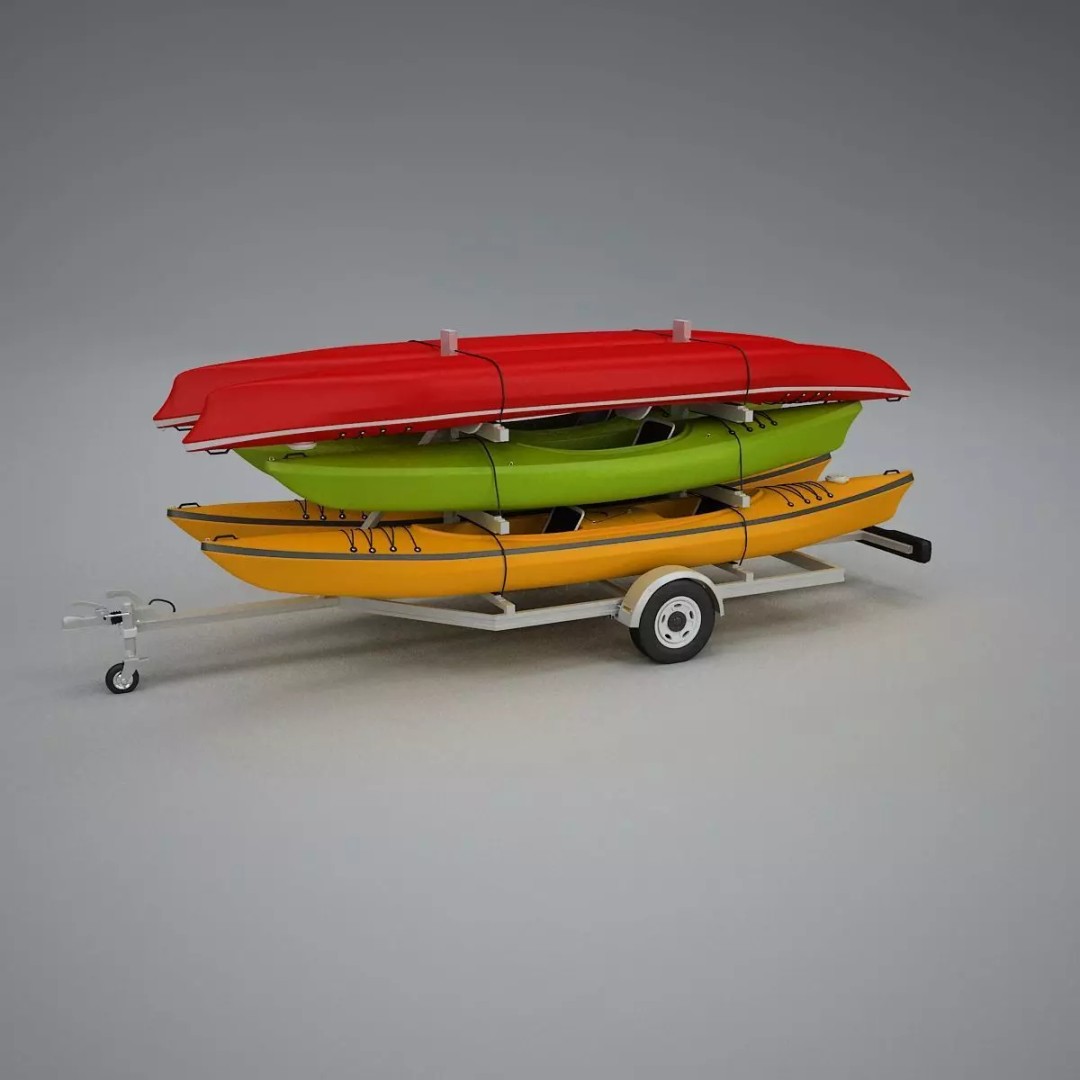 Kayak Trailer 3D Model – High Poly Detailed Transport Asset, FBX - View 30