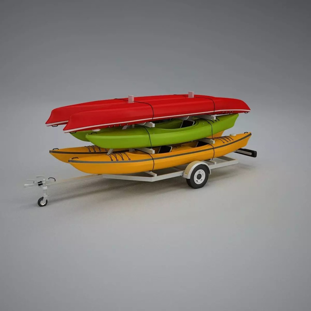 Kayak Trailer 3D Model – High Poly Detailed Transport Asset, FBX - View 31