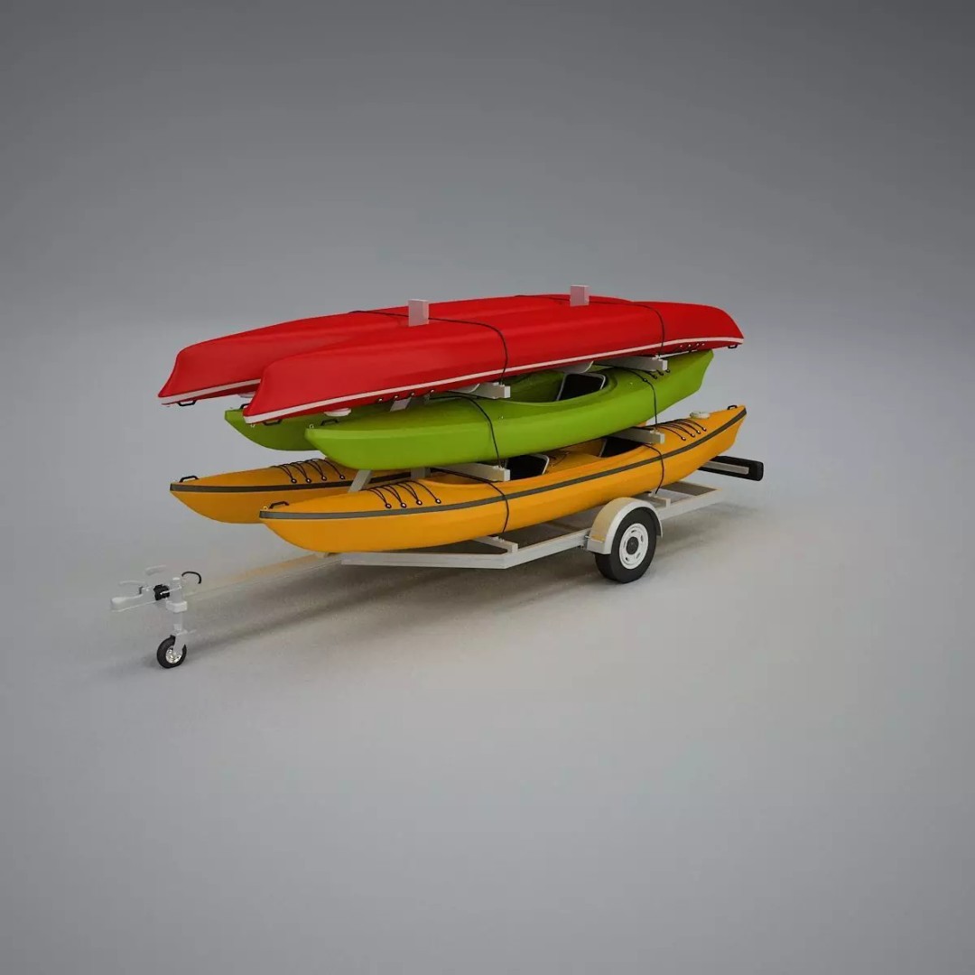 Kayak Trailer 3D Model – High Poly Detailed Transport Asset, FBX - View 32