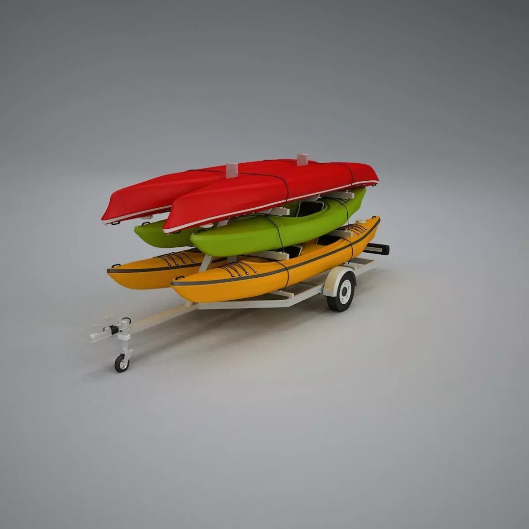 Kayak Trailer 3D Model – High Poly Detailed Transport Asset, FBX - View 33