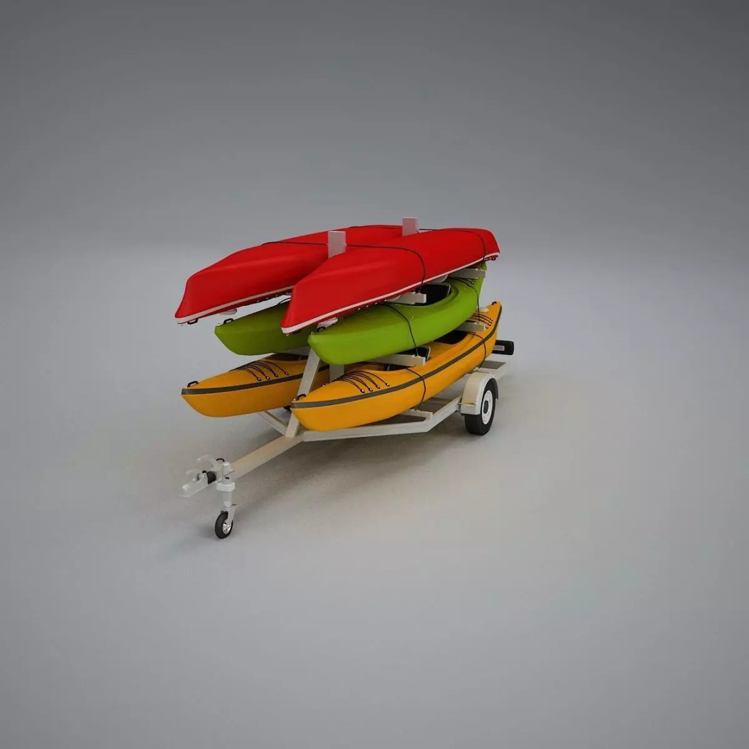 Kayak Trailer 3D Model – High Poly Detailed Transport Asset, FBX - View 34