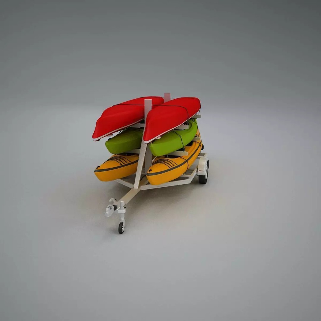 Kayak Trailer 3D Model – High Poly Detailed Transport Asset, FBX - View 35