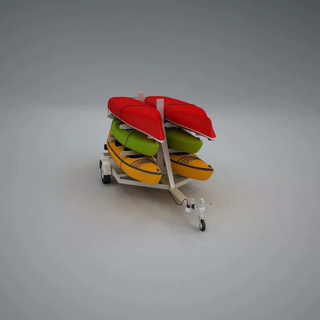 Kayak Trailer 3D Model – High Poly Detailed Transport Asset, FBX - View 38