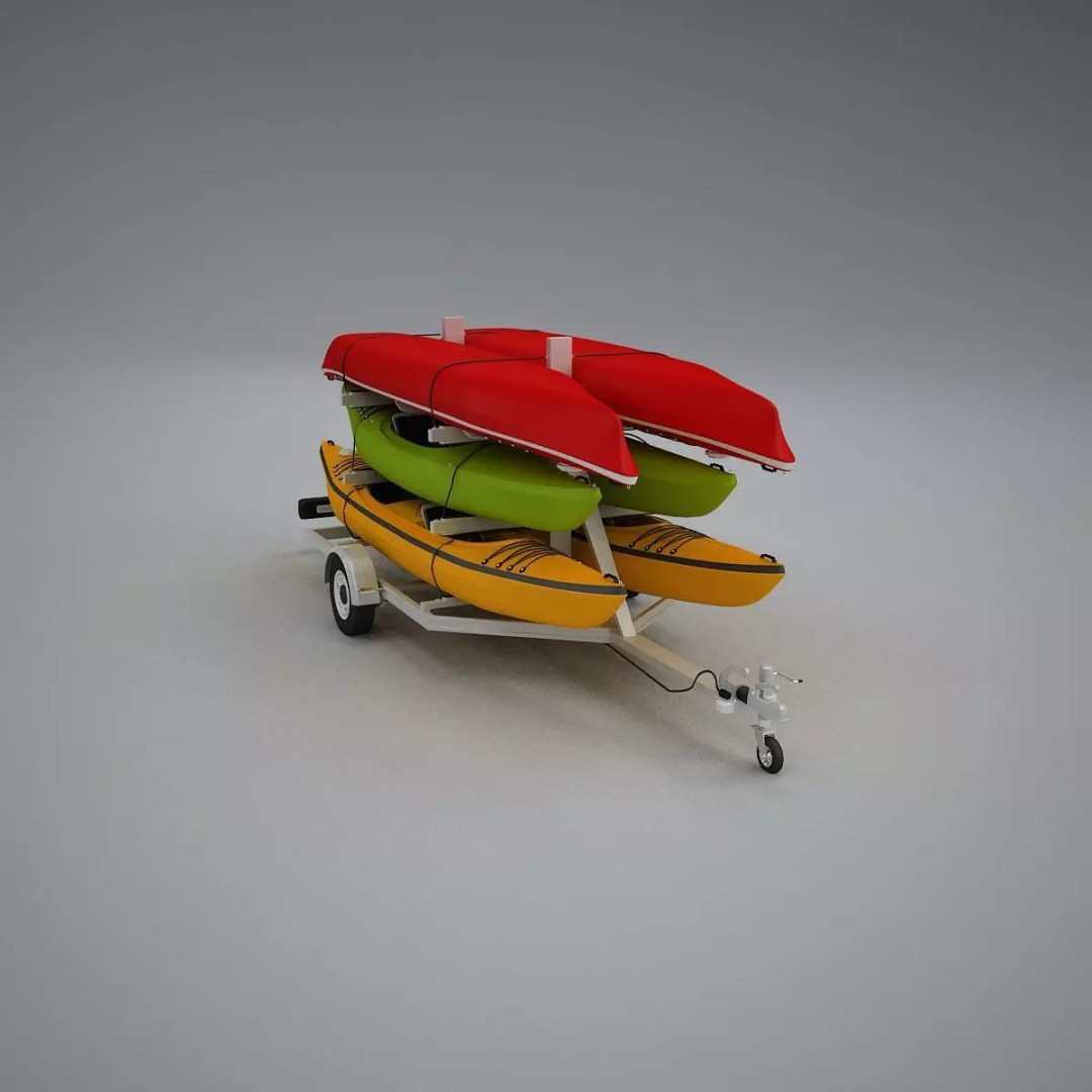 Kayak Trailer 3D Model – High Poly Detailed Transport Asset, FBX - View 39