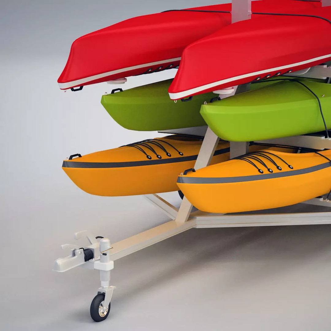 Kayak Trailer 3D Model – High Poly Detailed Transport Asset, FBX - View 4
