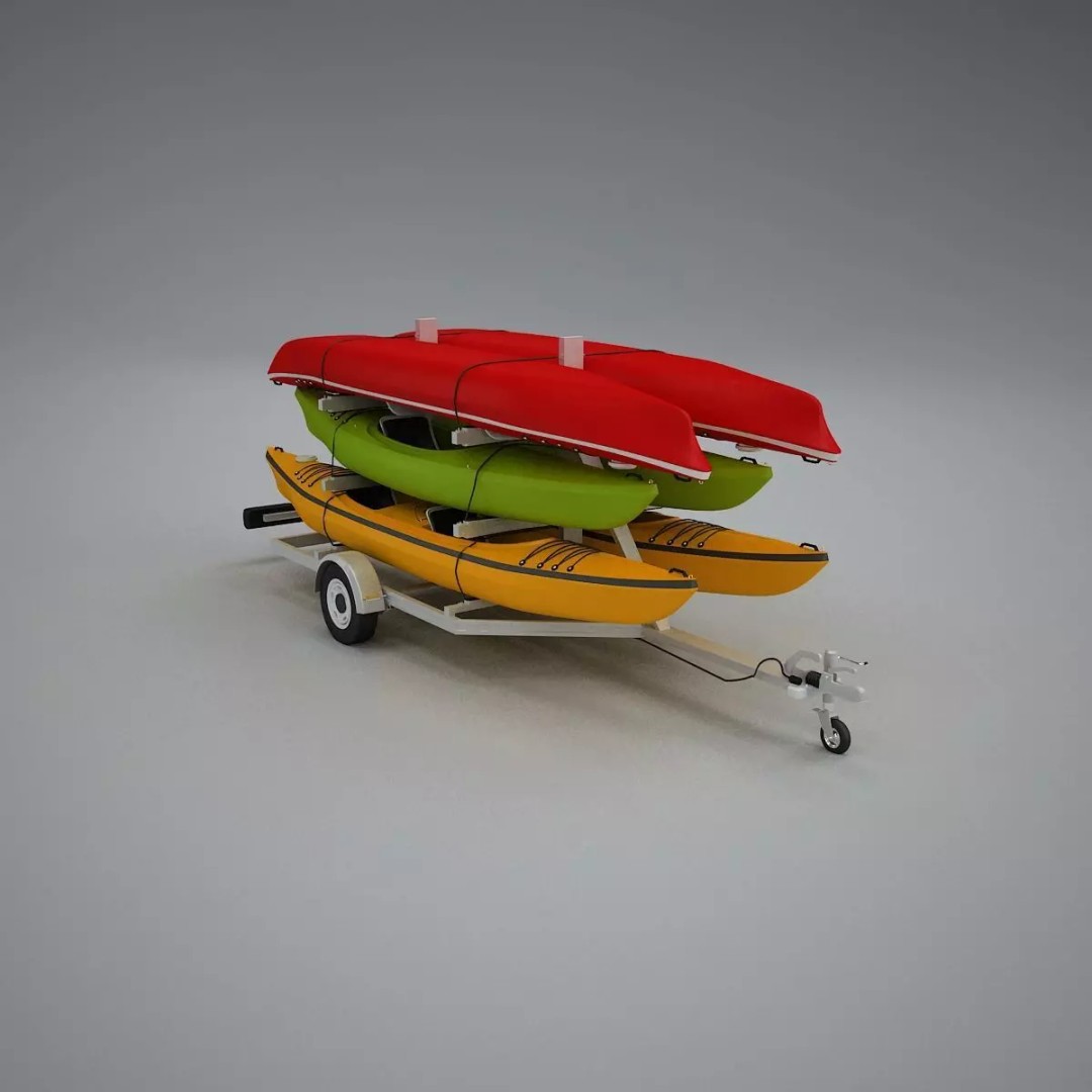 Kayak Trailer 3D Model – High Poly Detailed Transport Asset, FBX - View 40