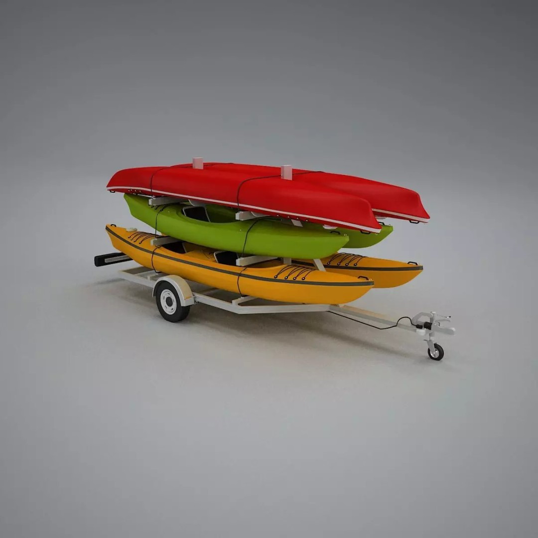 Kayak Trailer 3D Model – High Poly Detailed Transport Asset, FBX - View 41