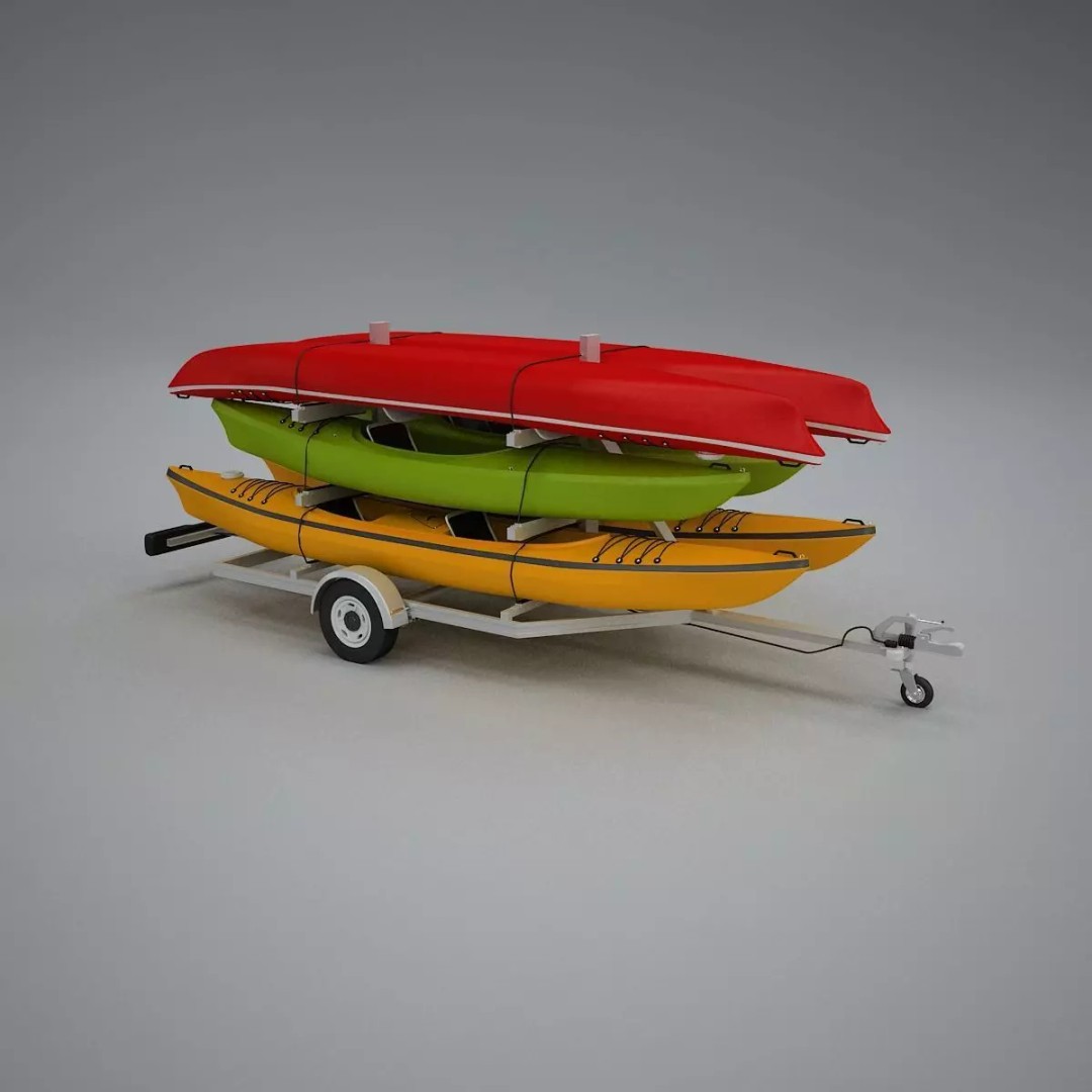Kayak Trailer 3D Model – High Poly Detailed Transport Asset, FBX - View 42