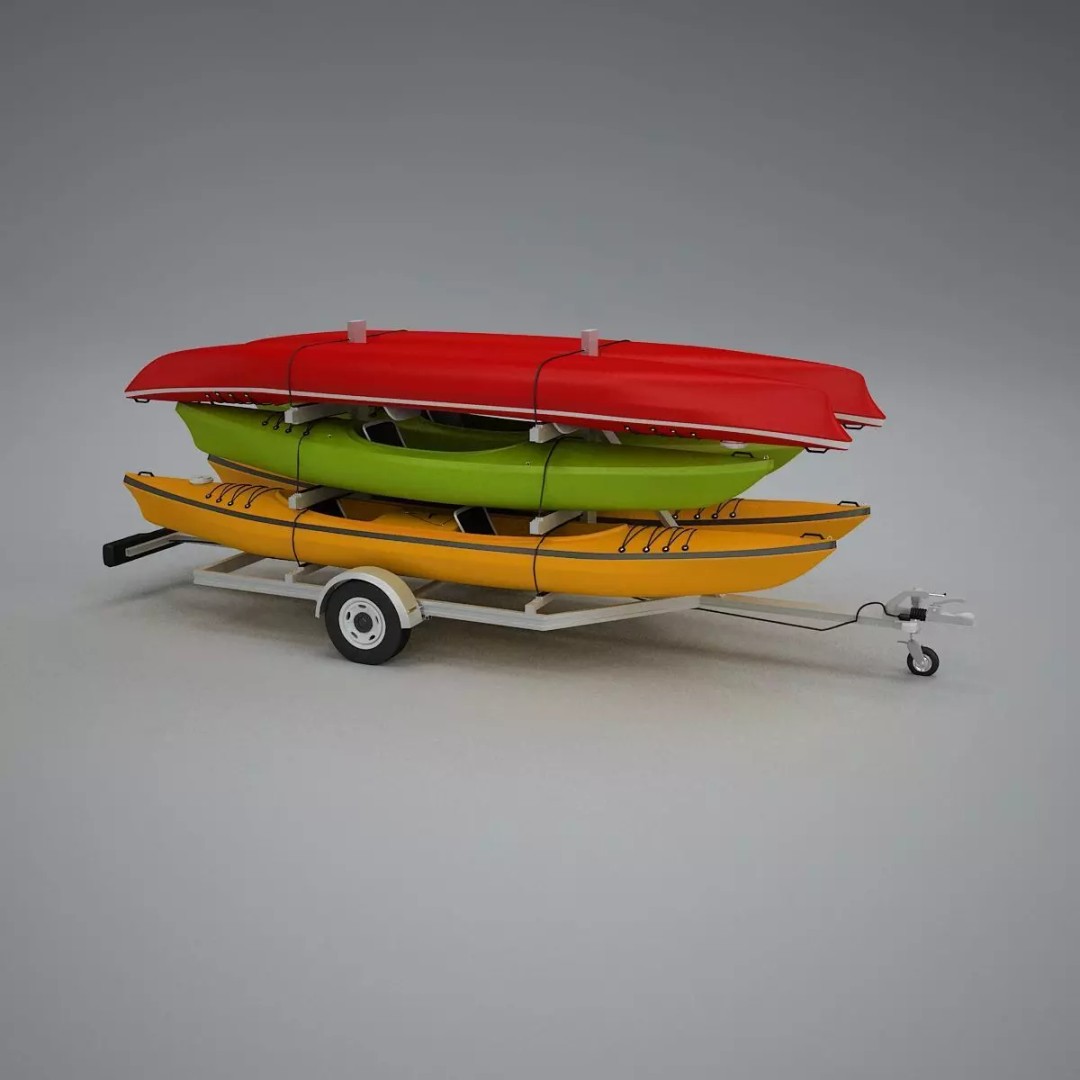 Kayak Trailer 3D Model – High Poly Detailed Transport Asset, FBX - View 43