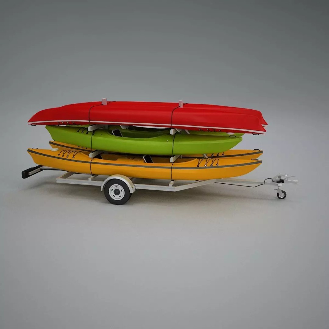 Kayak Trailer 3D Model – High Poly Detailed Transport Asset, FBX - View 44