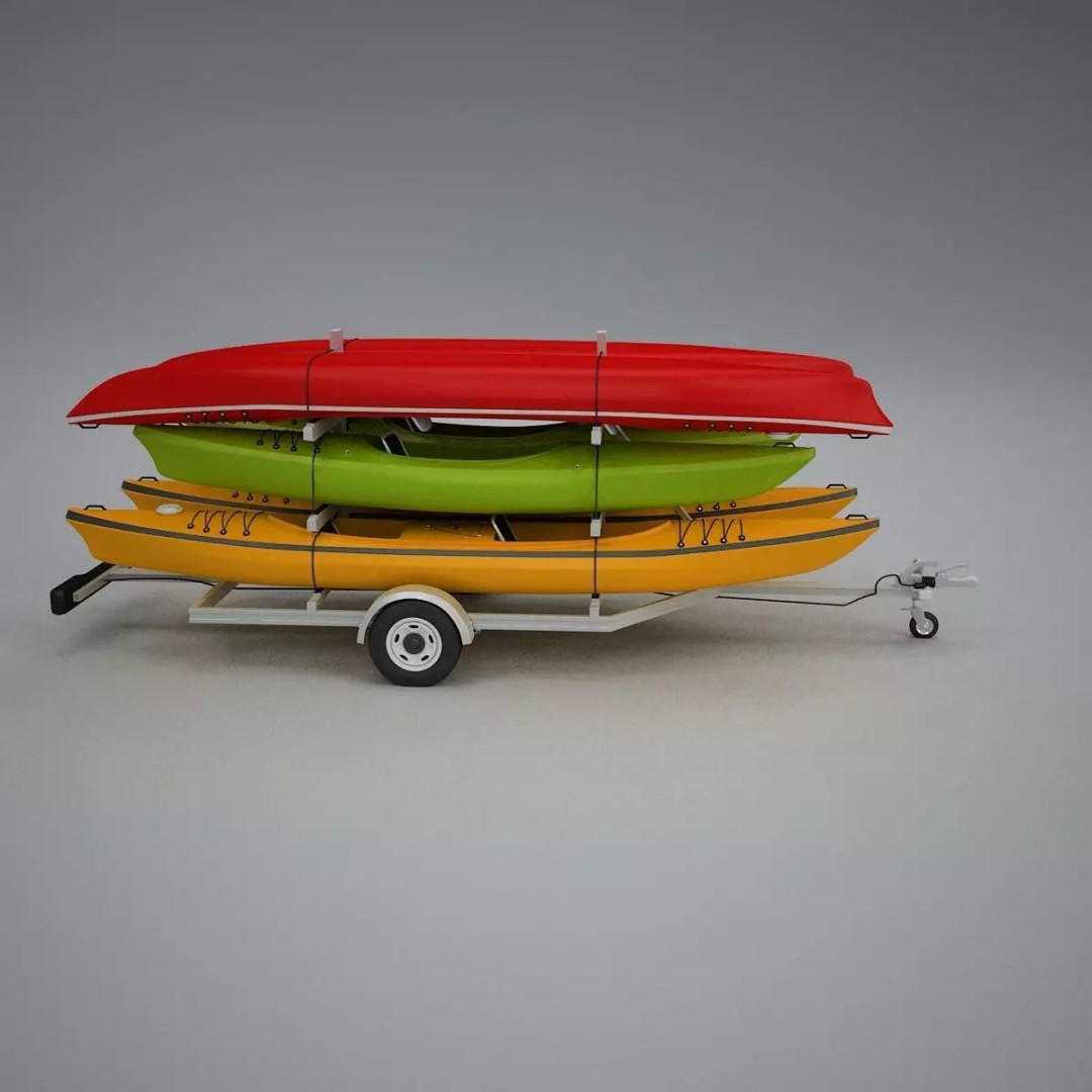 Kayak Trailer 3D Model – High Poly Detailed Transport Asset, FBX - View 45