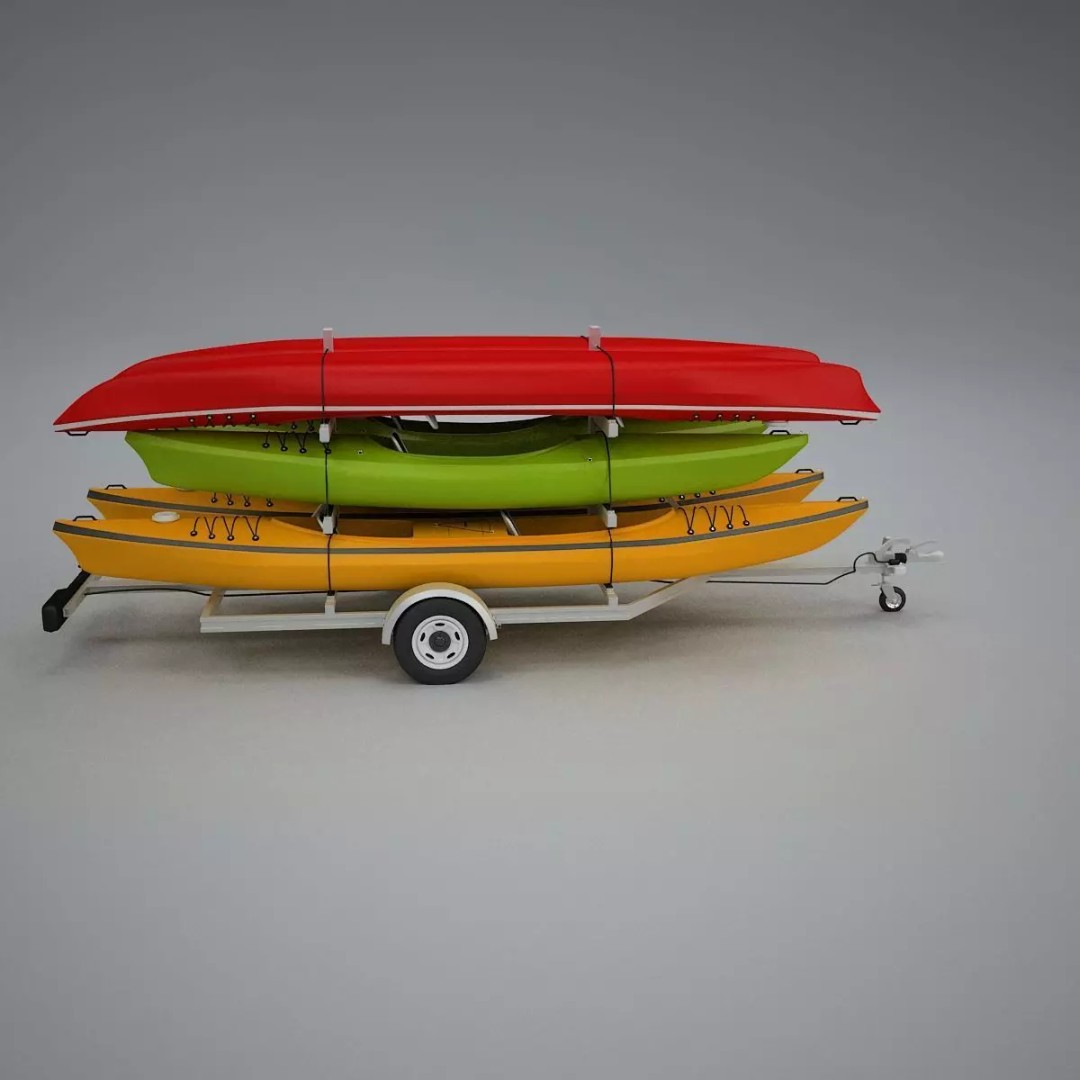Kayak Trailer 3D Model – High Poly Detailed Transport Asset, FBX - View 46