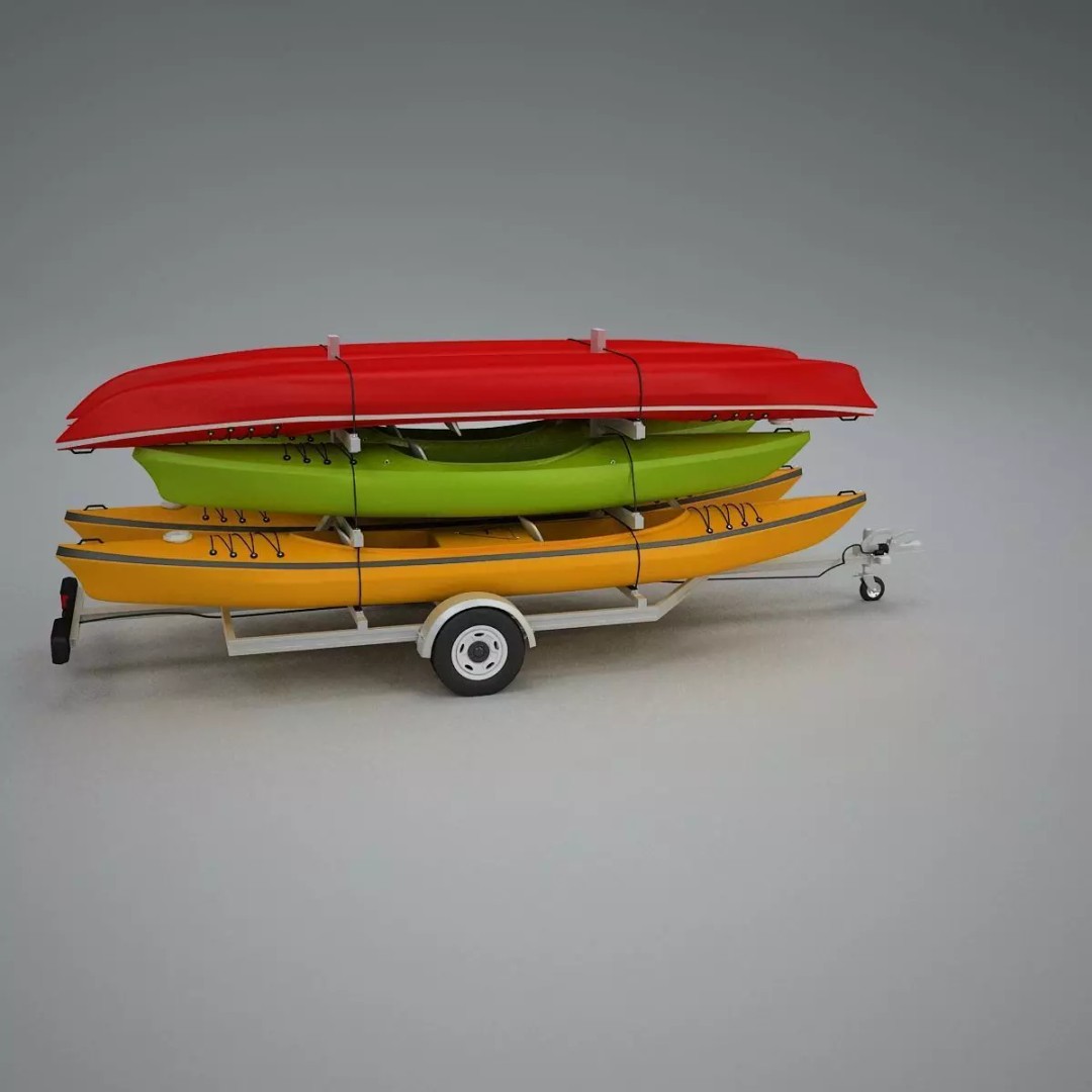 Kayak Trailer 3D Model – High Poly Detailed Transport Asset, FBX - View 47