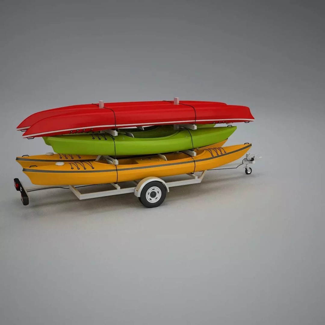Kayak Trailer 3D Model – High Poly Detailed Transport Asset, FBX - View 48
