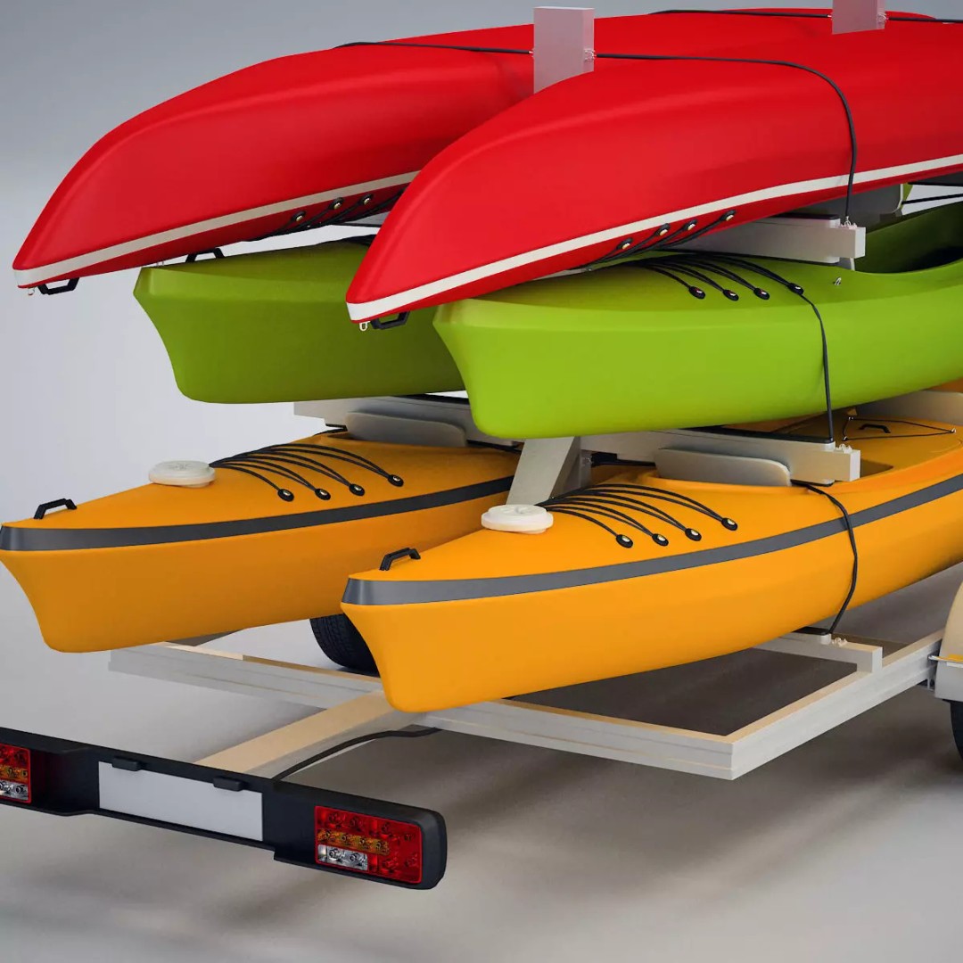 Kayak Trailer 3D Model – High Poly Detailed Transport Asset, FBX - View 5