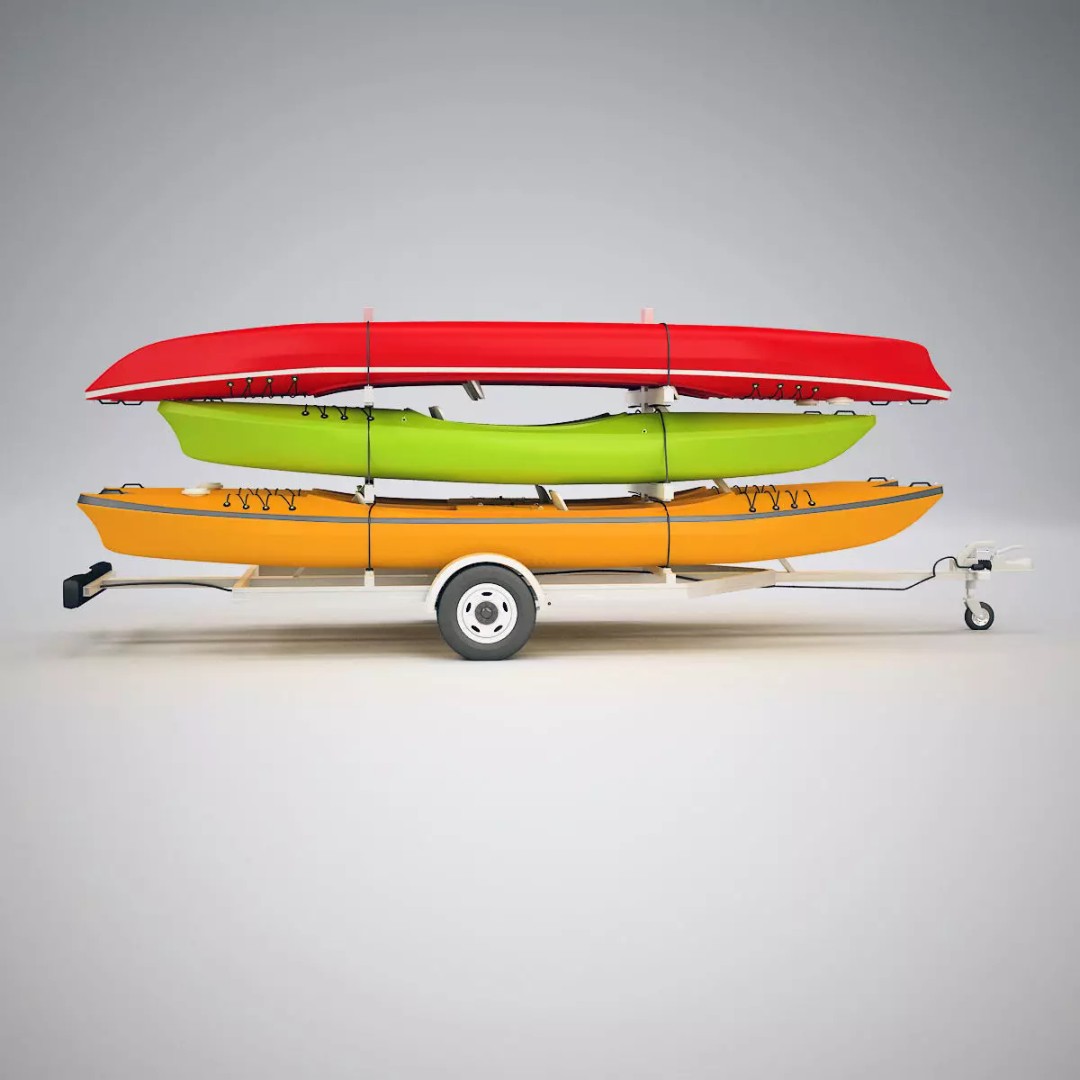 Kayak Trailer 3D Model – High Poly Detailed Transport Asset, FBX - View 7
