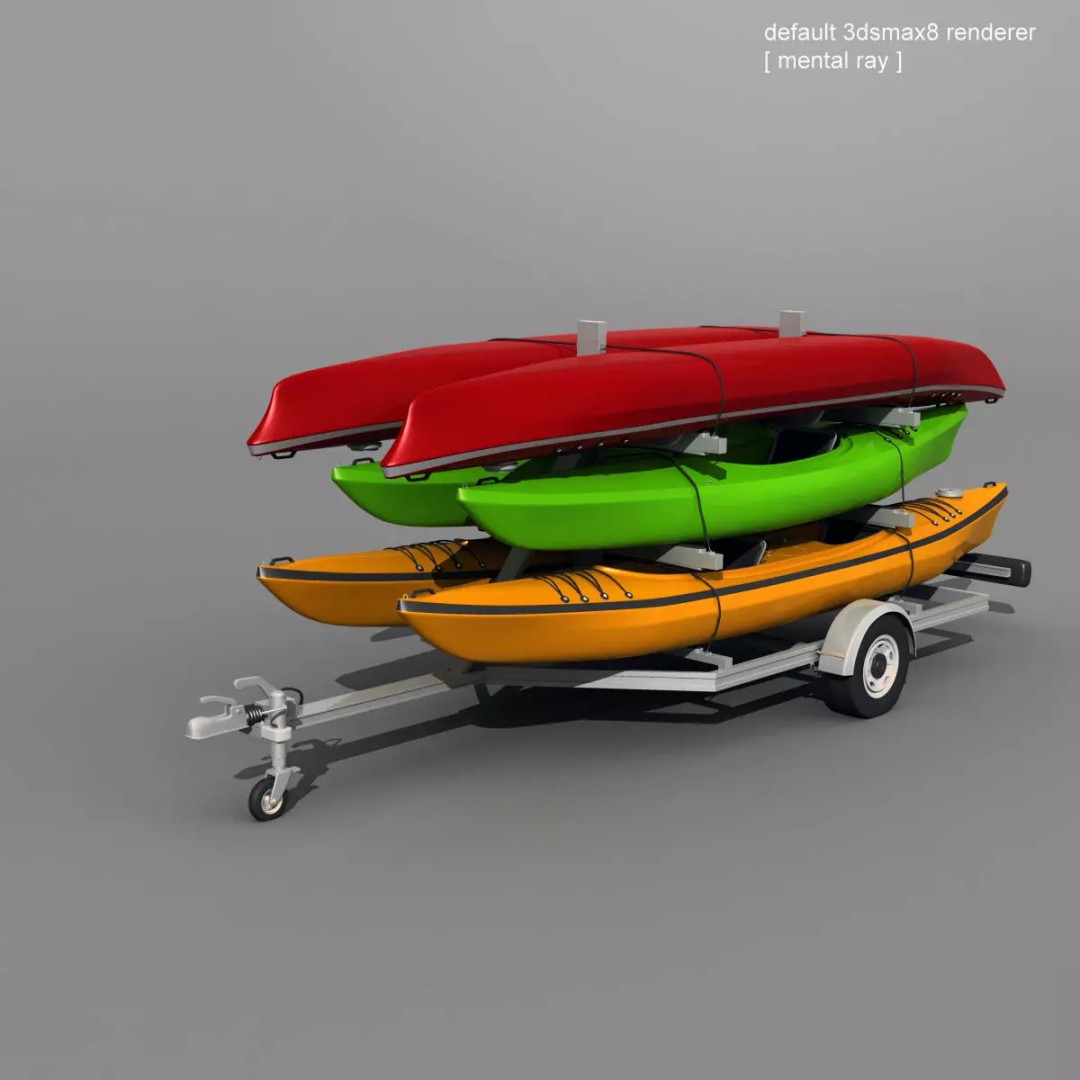 Kayak Trailer 3D Model – High Poly Detailed Transport Asset, FBX - View 8