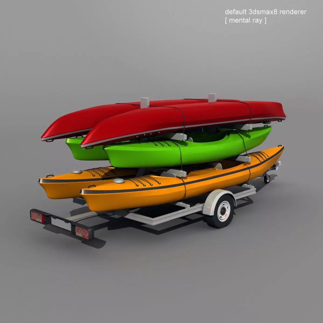 Kayak Trailer 3D Model – High Poly Detailed Transport Asset, FBX - View 9