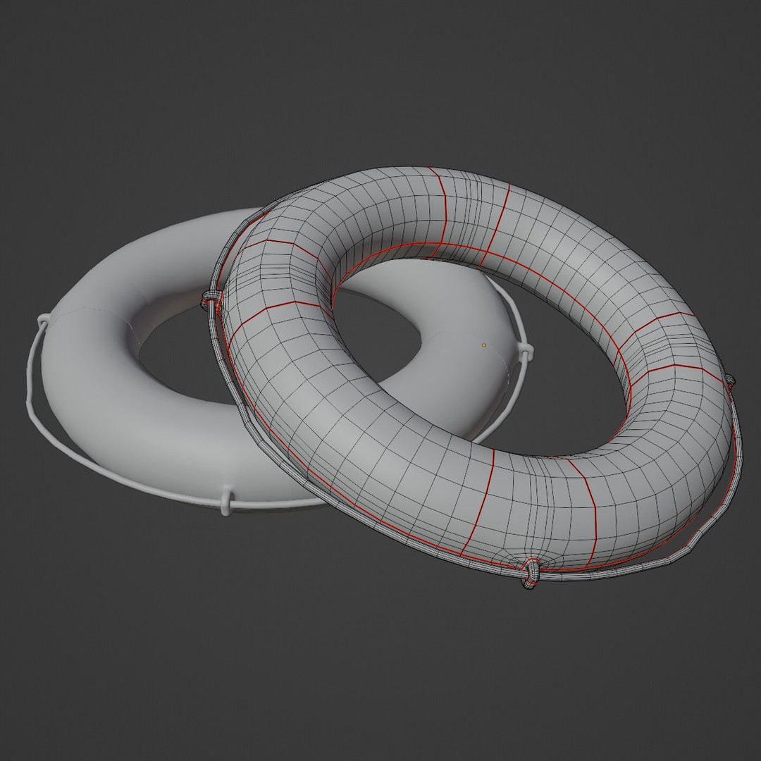 Lifebuoy 3D Model – Low Poly Game Asset, PBR Textures, FBX
