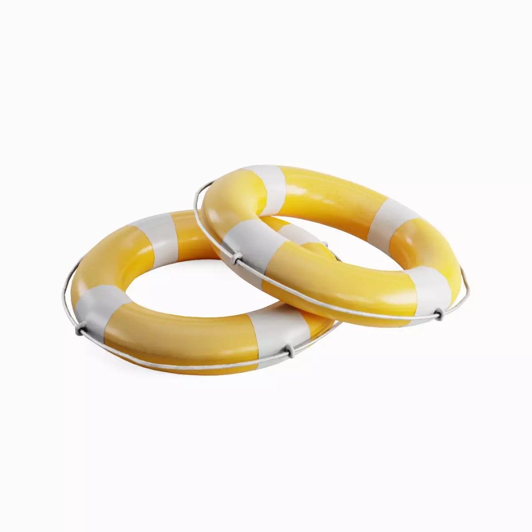 Lifebuoy 3D Model – Low Poly Game Asset, PBR Textures, FBX - View 2