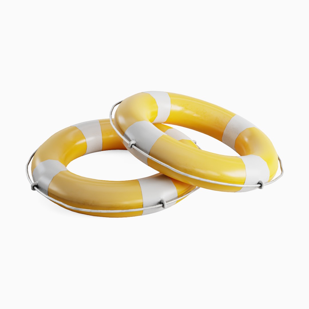 Lifebuoy 3D Model – Low Poly Game Asset, PBR Textures, FBX - View 3