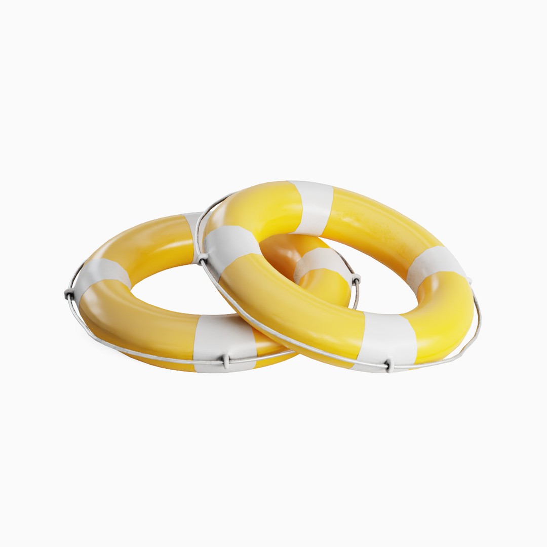 Lifebuoy 3D Model – Low Poly Game Asset, PBR Textures, FBX - View 7
