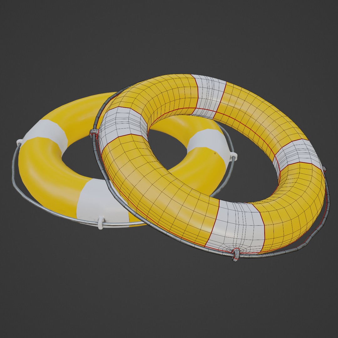 Lifebuoy 3D Model – Low Poly Game Asset, PBR Textures, FBX - View 9