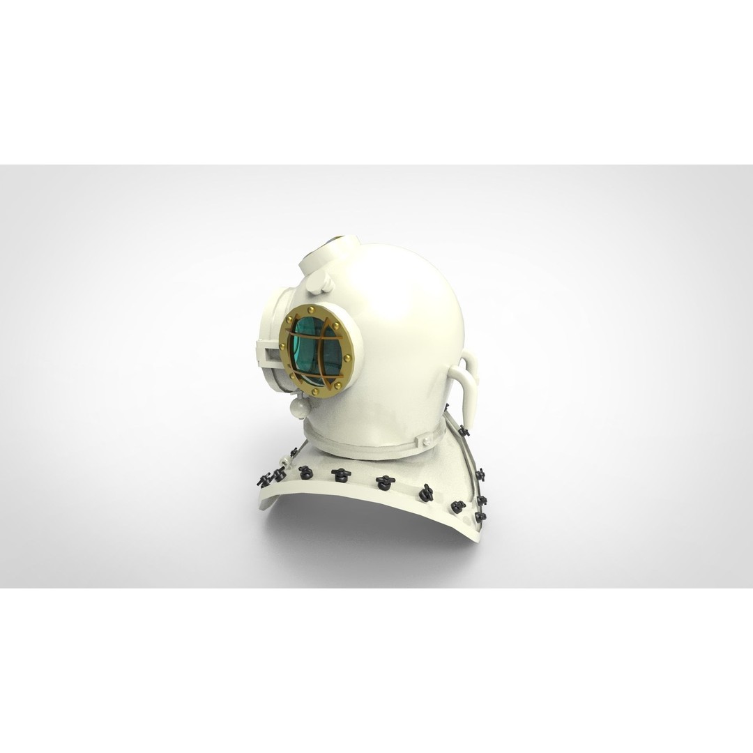 Underwater Helmet 3D Model – Low Poly Historical Diving Gear, FBX