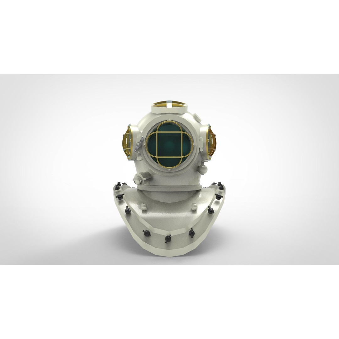 Underwater Helmet 3D Model – Low Poly Historical Diving Gear, FBX - View 5