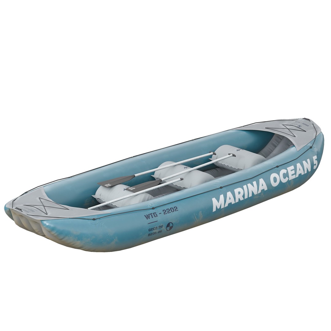 Inflatable Kayak 3D Model – Low Poly PBR Watercraft for Games - View 4
