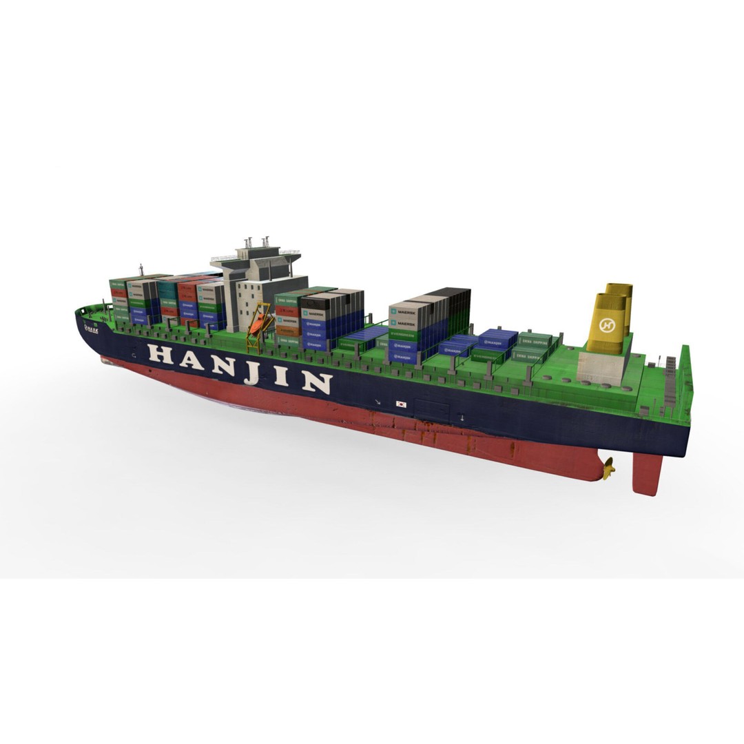 Cargo Ships 3D Model – Low Poly Industrial Watercraft, FBX - View 12