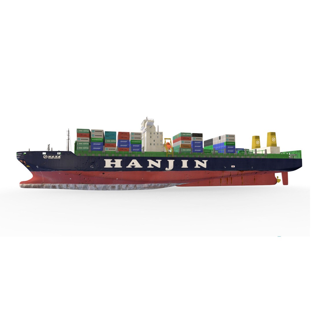 Cargo Ships 3D Model – Low Poly Industrial Watercraft, FBX - View 3