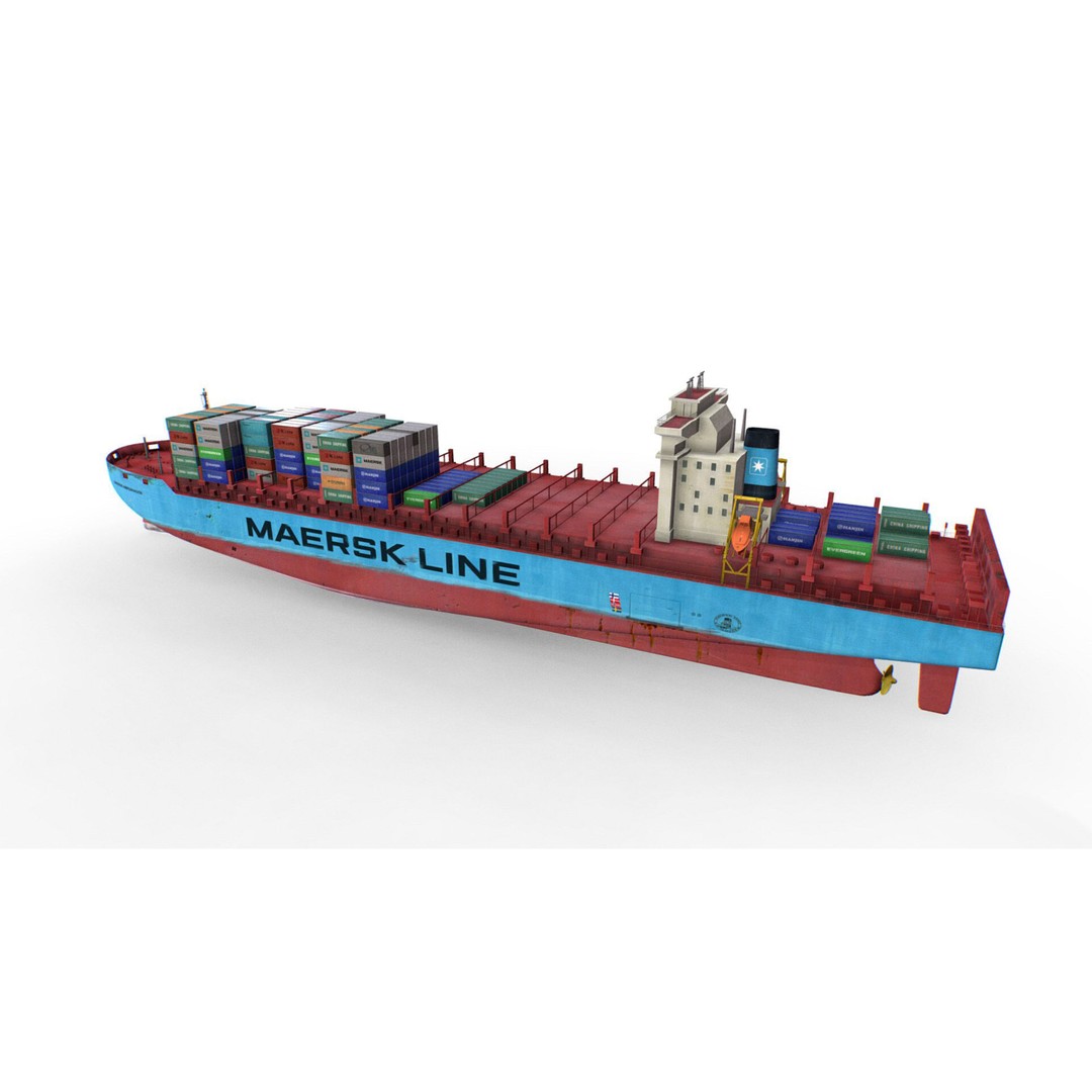 Cargo Ships 3D Model – Low Poly Industrial Watercraft, FBX - View 6