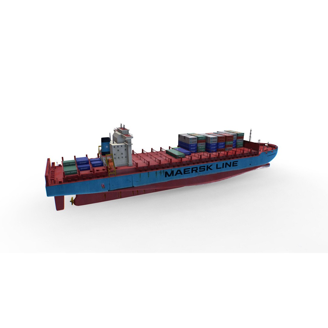 Cargo Ships 3D Model – Low Poly Industrial Watercraft, FBX - View 9