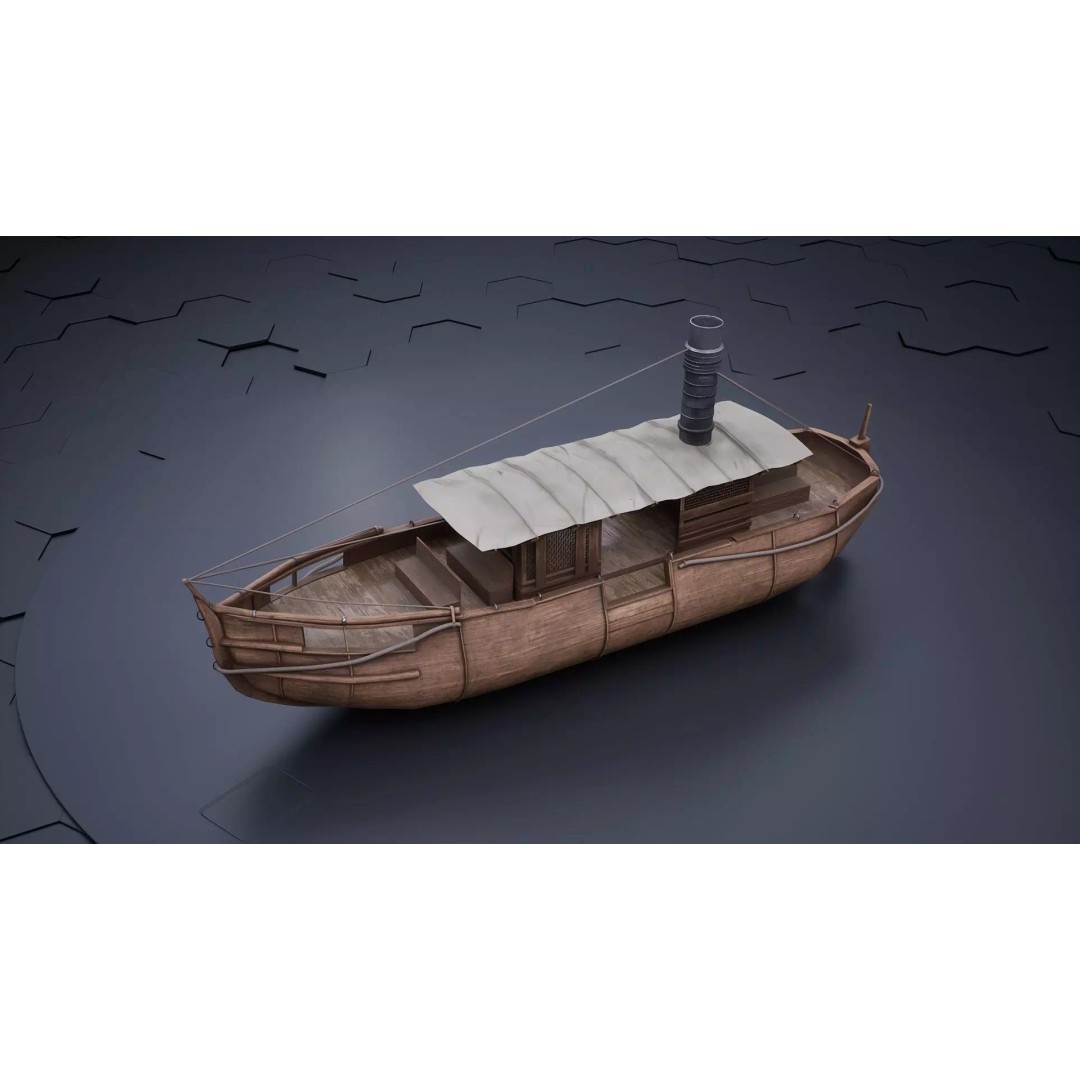 Jungle River Cruise Boat 3D Model – PBR Game-Ready Asset, FBX & OBJ - View 2