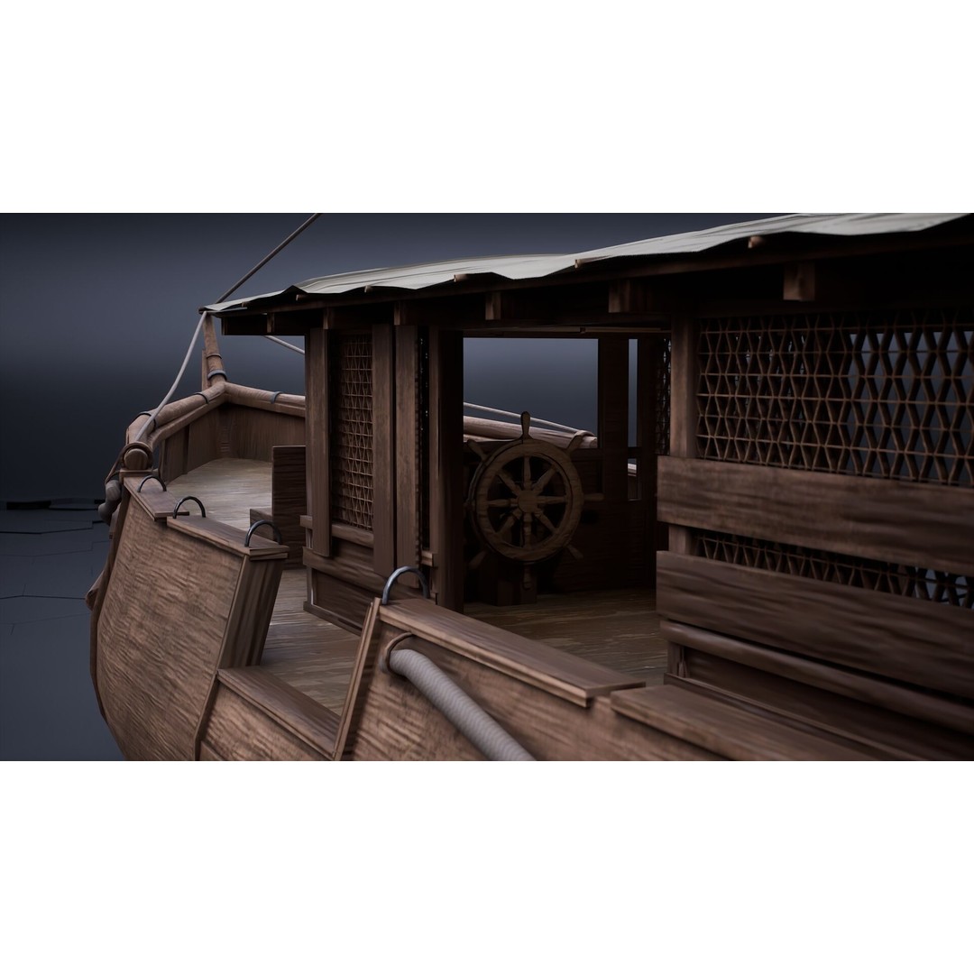 Jungle River Cruise Boat 3D Model – PBR Game-Ready Asset, FBX & OBJ - View 8