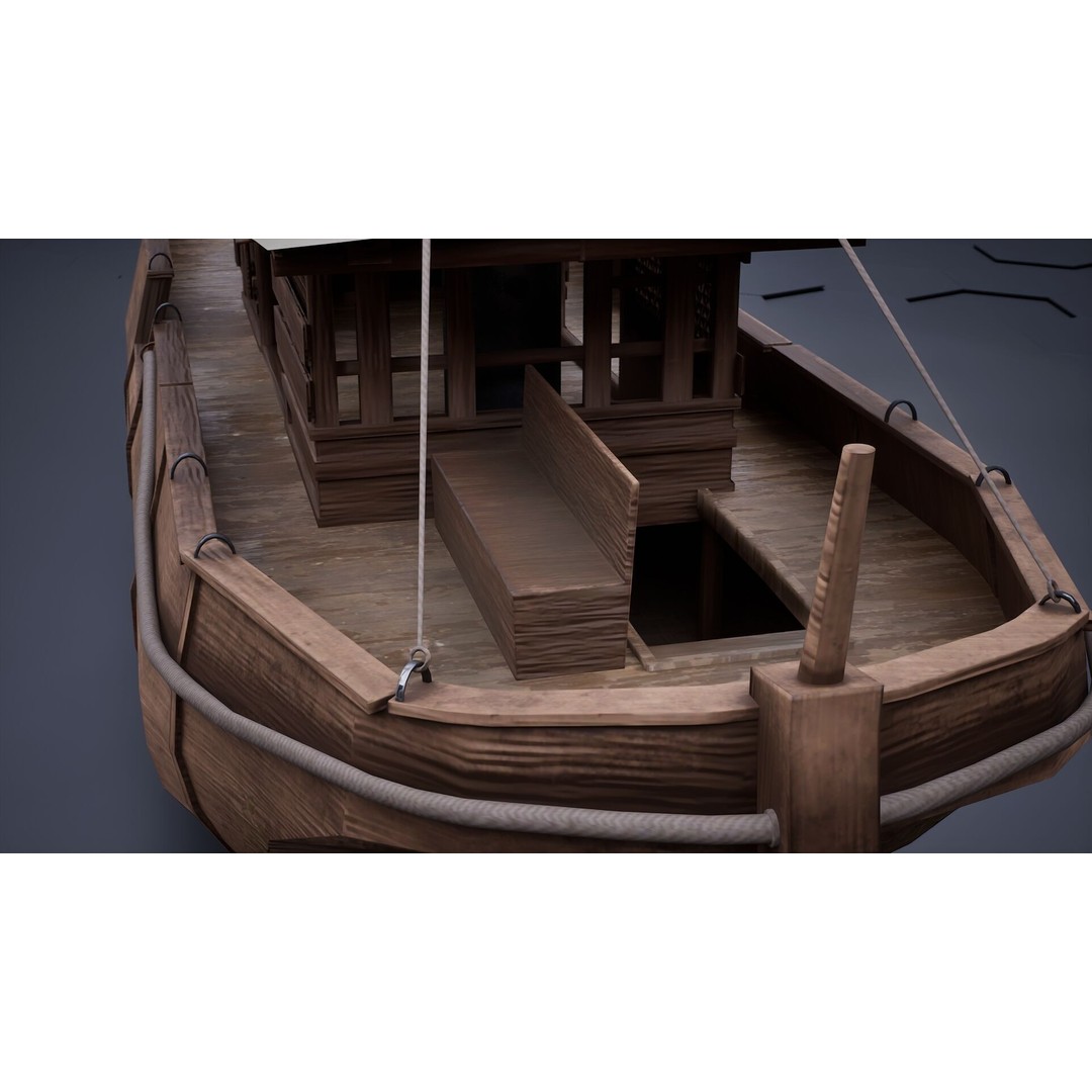 Jungle River Cruise Boat 3D Model – PBR Game-Ready Asset, FBX & OBJ - View 9