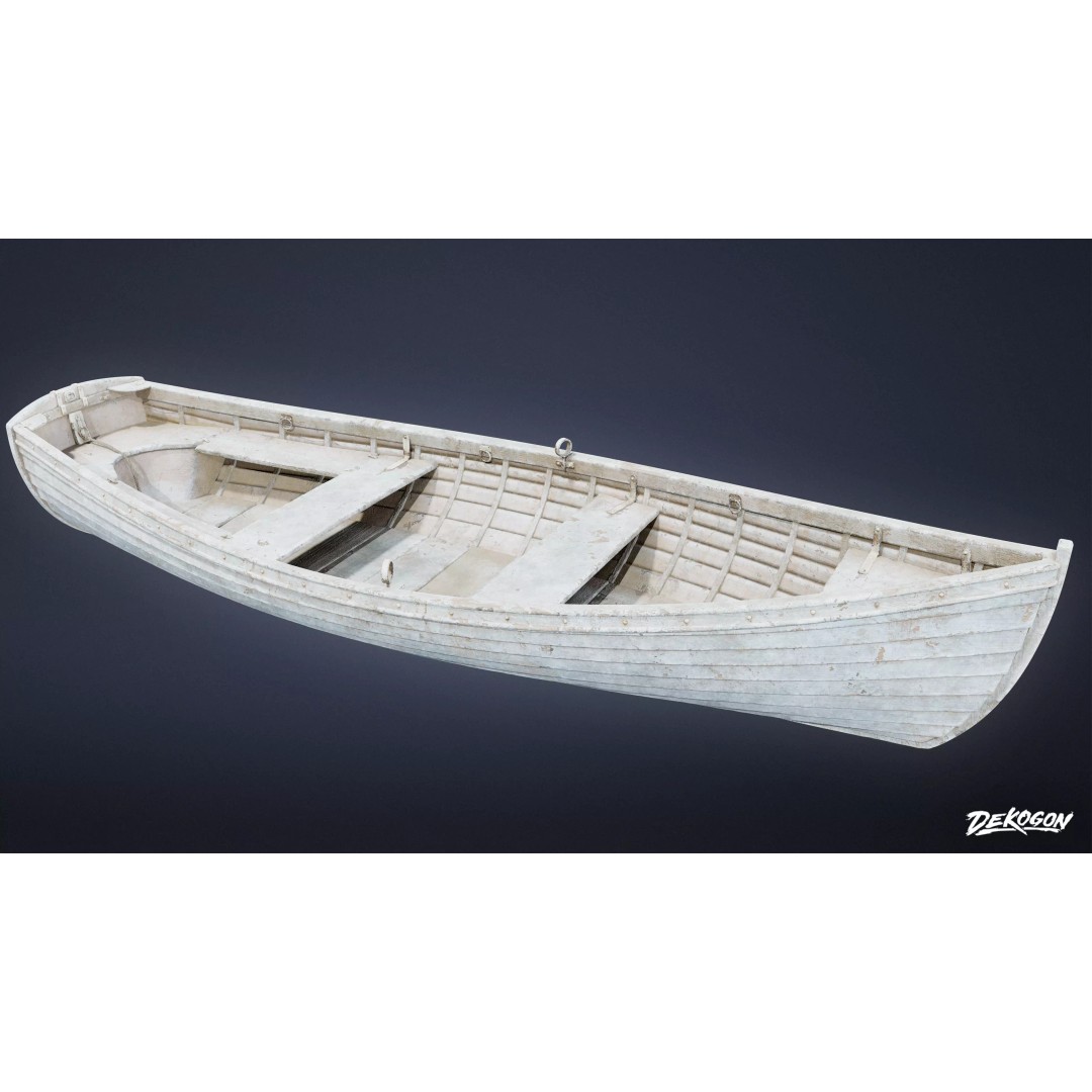 Boat 3D Model – Low Poly Historic Watercraft, FBX Game Asset - View 2