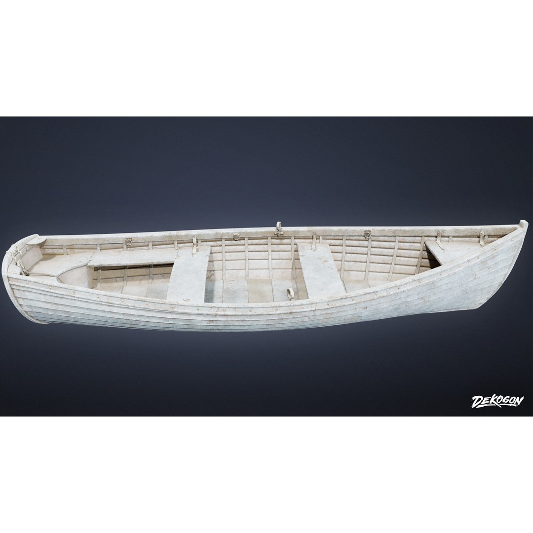Boat 3D Model – Low Poly Historic Watercraft, FBX Game Asset - View 3