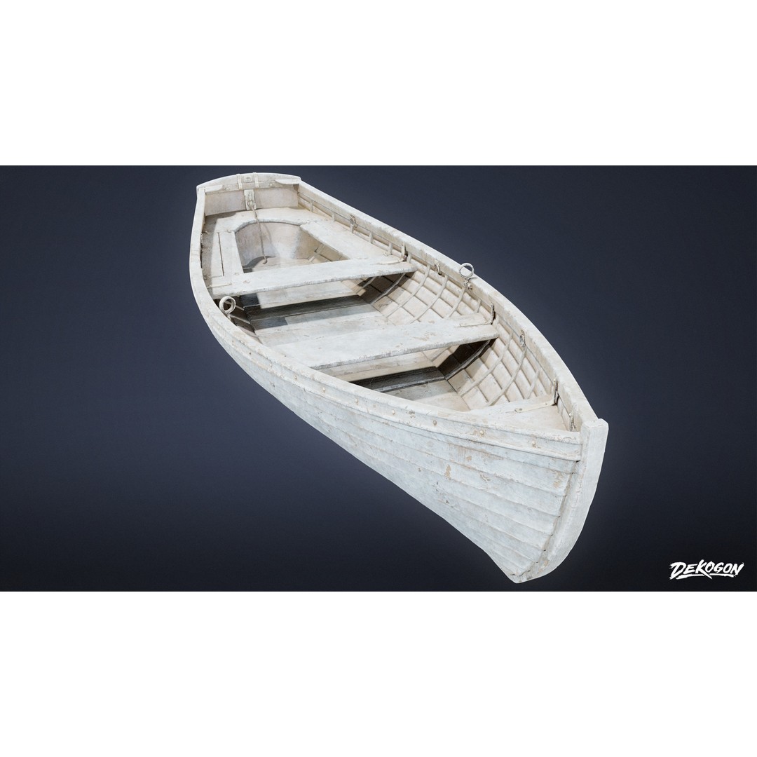 Boat 3D Model – Low Poly Historic Watercraft, FBX Game Asset - View 5