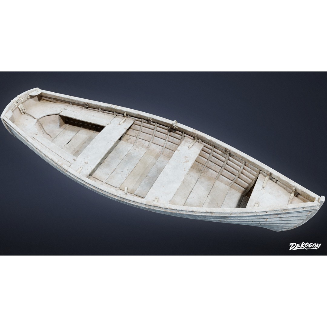 Boat 3D Model – Low Poly Historic Watercraft, FBX Game Asset - View 6