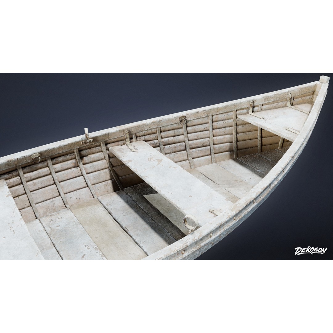 Boat 3D Model – Low Poly Historic Watercraft, FBX Game Asset - View 8