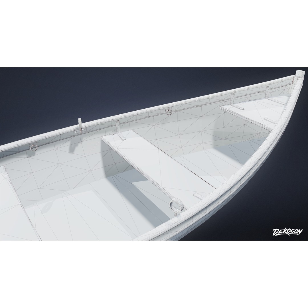 Boat 3D Model – Low Poly Historic Watercraft, FBX Game Asset - View 9
