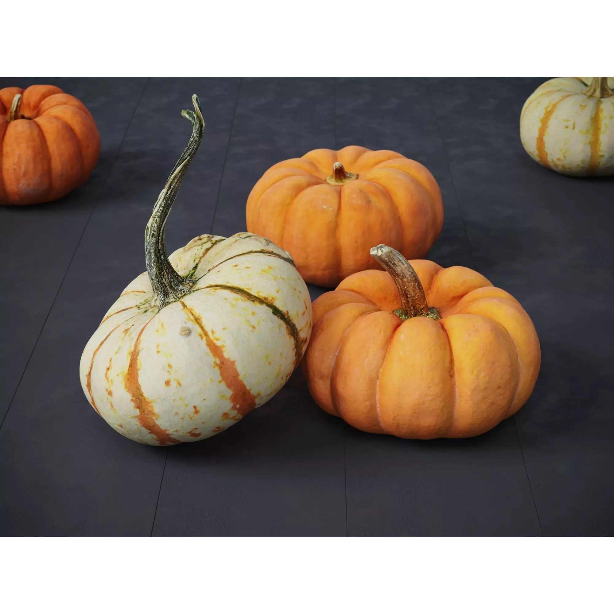 Pumpkins - Low-Poly Game-Ready 3D Model - View 2