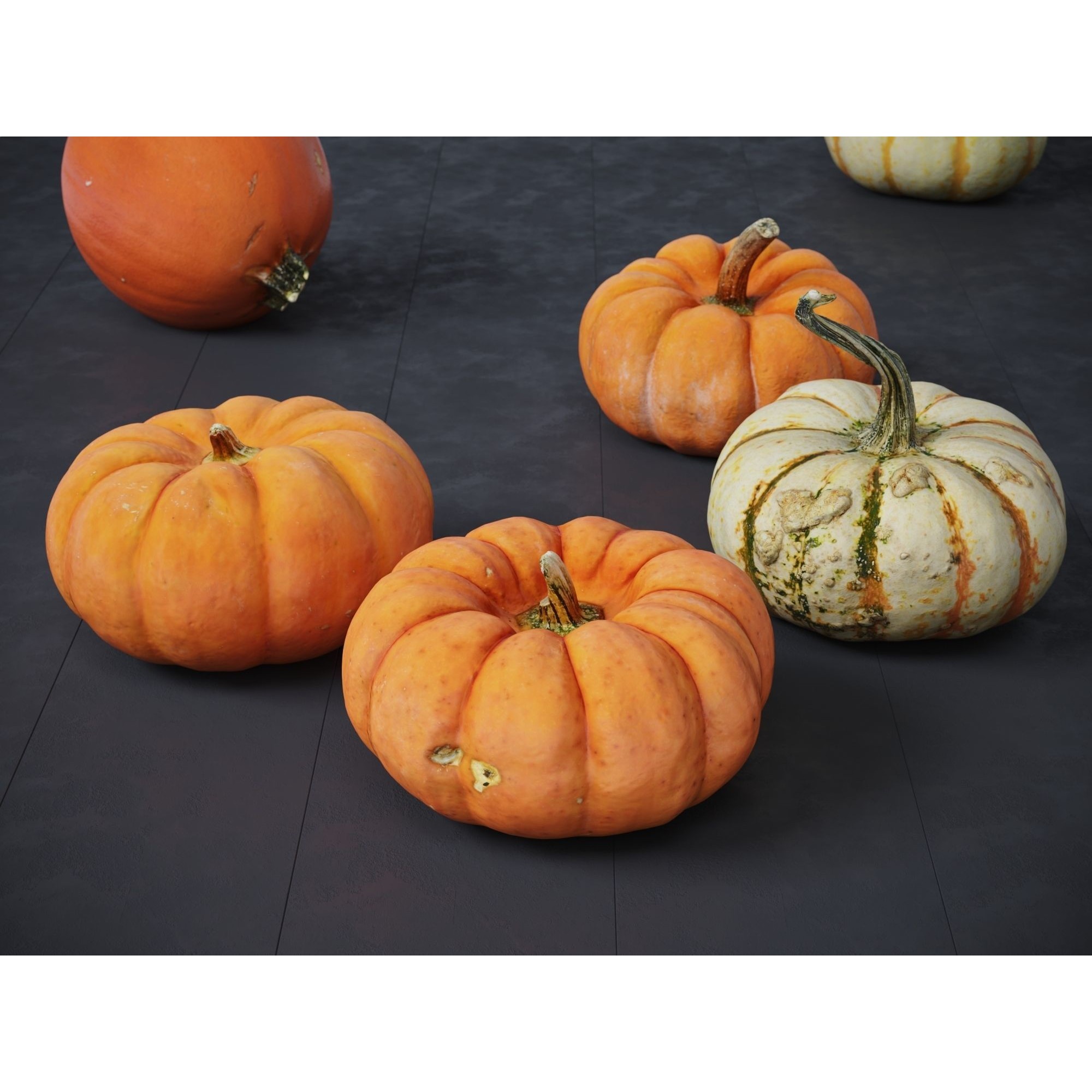 Pumpkins - Low-Poly Game-Ready 3D Model - View 3
